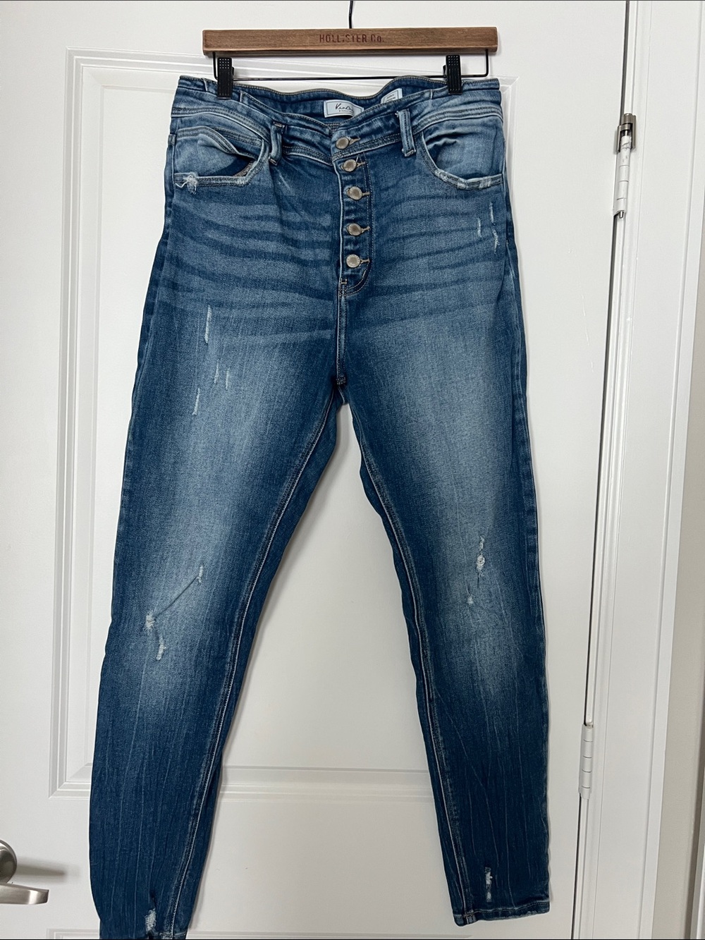KanCan High-Rise Button-Fly Jeans in Medium Blue Wash